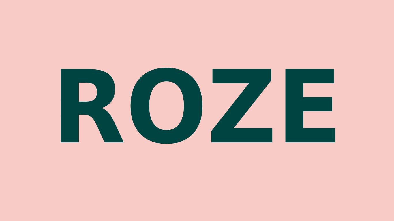 Roze achtergrond met de tekst "roze" in donkergroen.